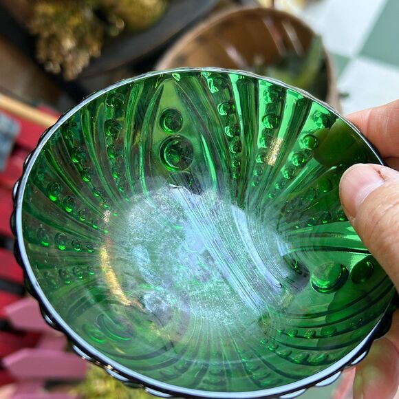 Vintage Anchor Hocking Forest Green Footed Candy Dish - Picture 4 of 4